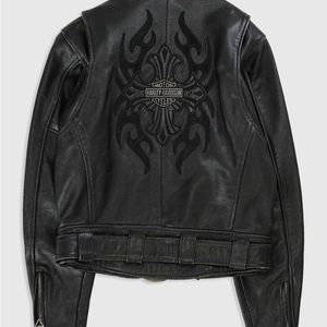 Harley Davidson CRUSADER Biker Jacket Black Leather #97052-00VM Women M RARE